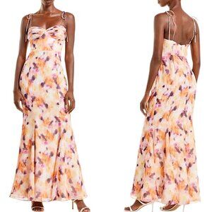 Fame and Partners Women's ‘Elham’ Mermaid Maxi Dress Abstract Print Orange SZ 0